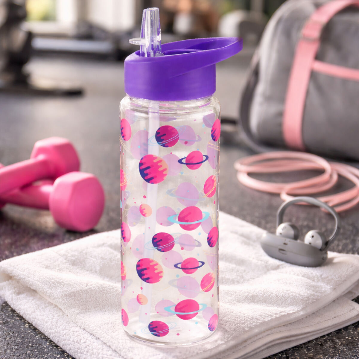 Orsina Mimo Purple Space Water Bottle | 680ml Leak-Proof Kids Bottle