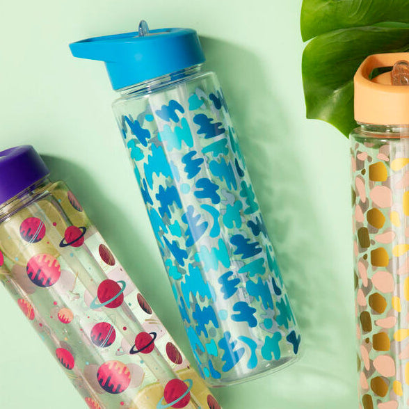 Orsina Mimo Blue Shark Water Bottle | 680ml Leak-Proof Straw Bottle