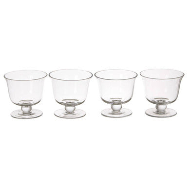 Orsina Molly Glass Dessert Bowls – Set of 4 Footed Clear Glass Dishes