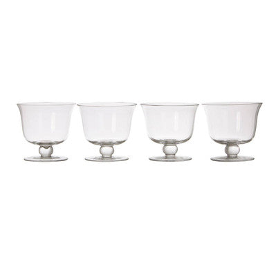 Orsina Molly Glass Dessert Bowls – Set of 4 Footed Clear Glass Dishes