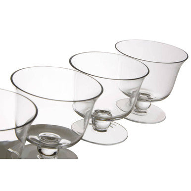Orsina Molly Glass Dessert Bowls – Set of 4 Footed Clear Glass Dishes