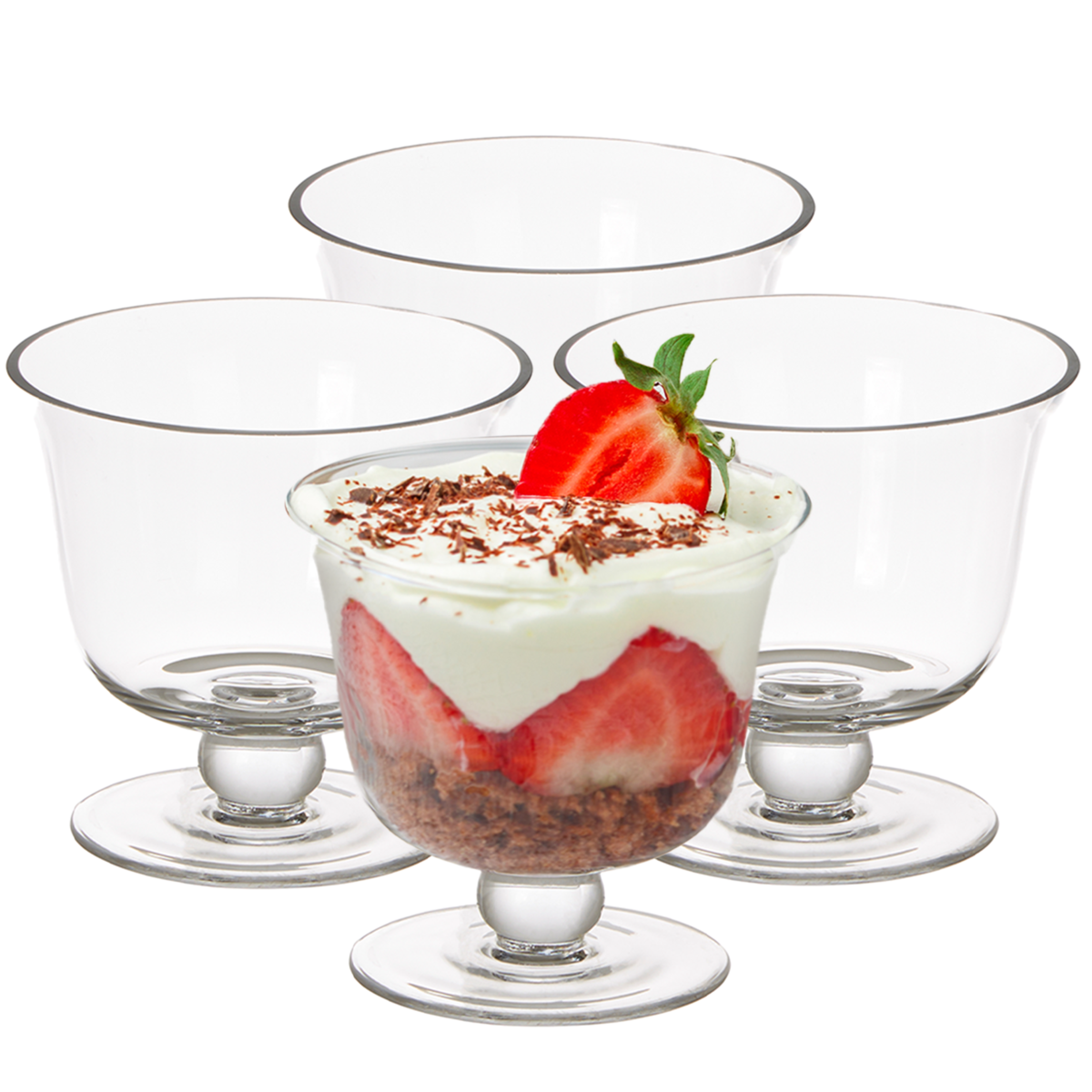 Orsina Molly Glass Dessert Bowls – Set of 4 Footed Clear Glass Dishes
