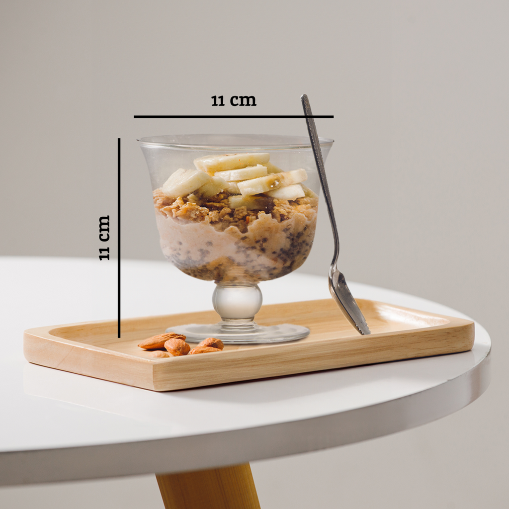 Orsina Molly Glass Dessert Bowls – Set of 4 Footed Clear Glass Dishes