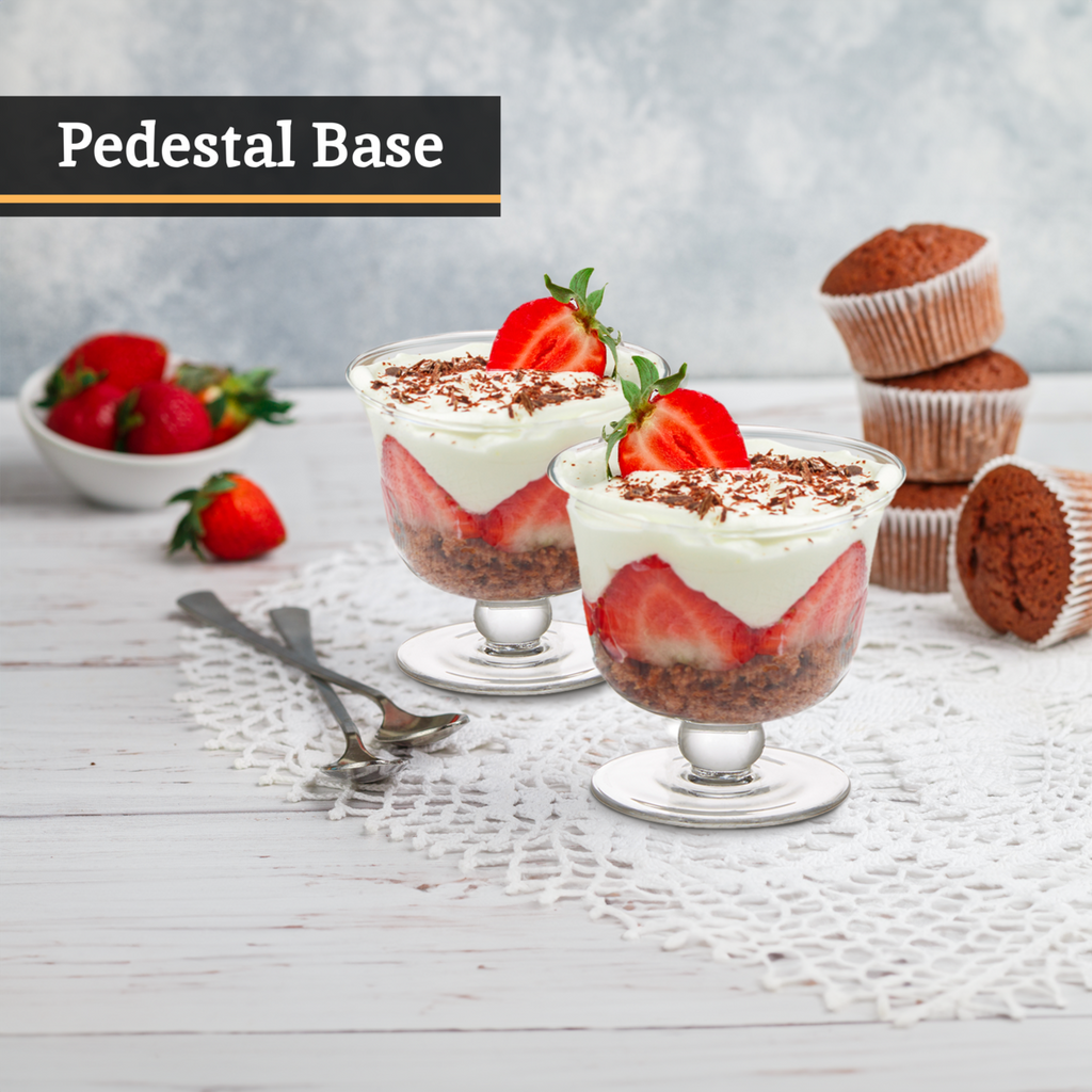 Orsina Molly Glass Dessert Bowls – Set of 4 Footed Clear Glass Dishes