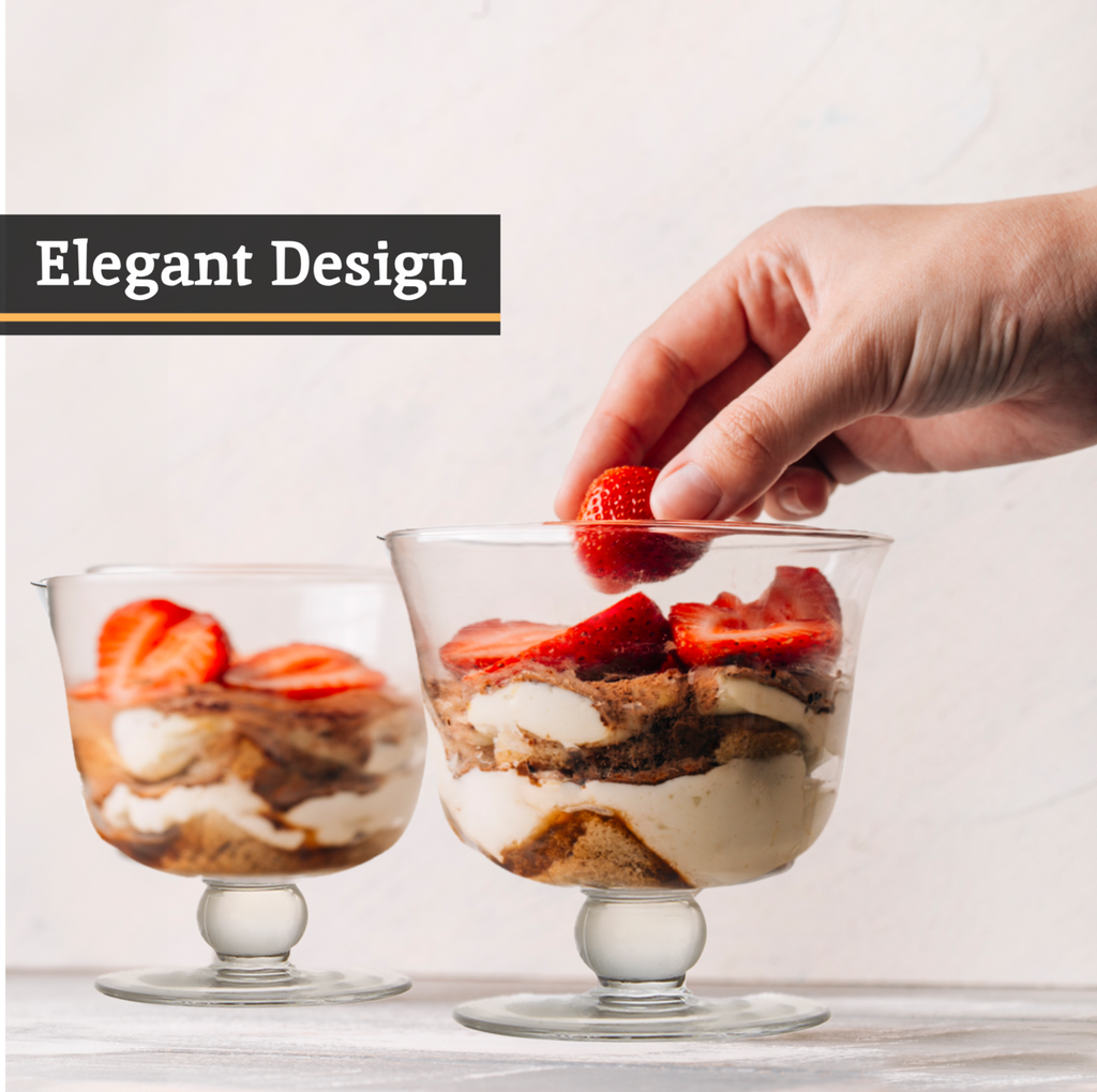 Orsina Molly Glass Dessert Bowls – Set of 4 Footed Clear Glass Dishes