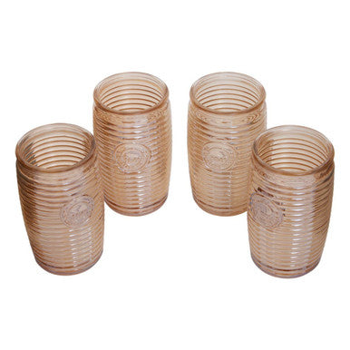 Orsina Dayla Gold Ribbed Glass Tumblers – Set of 4 Luxury Drinkware