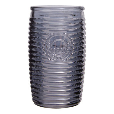 Orsina Dayla Grey Ribbed Glass Tumblers – Set of 4 Modern Drinkware