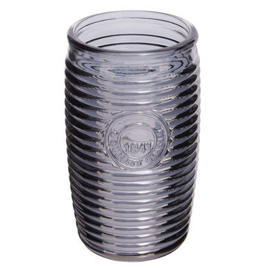 Orsina Dayla Grey Ribbed Glass Tumblers – Set of 4 Modern Drinkware