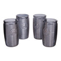 Orsina Dayla Grey Ribbed Glass Tumblers – Set of 4 Modern Drinkware