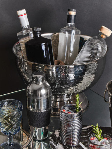 Orsina Dayla Grey Ribbed Glass Tumblers – Set of 4 Modern Drinkware