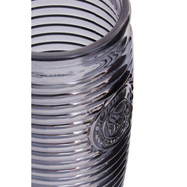 Orsina Dayla Grey Ribbed Glass Tumblers – Set of 4 Modern Drinkware