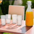 Orsina Dayla Embossed Glass Water Carafe and 4 Tumbler Serving Set