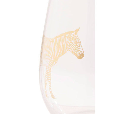 Orsina Nomi Gold Zebra Curved Tumbler | Stemless Glass with Gold Rim