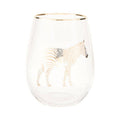 Orsina Nomi Gold Zebra Curved Tumbler | Stemless Glass with Gold Rim