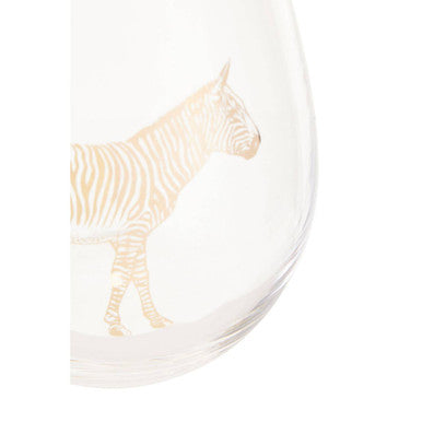 Orsina Nomi Gold Zebra Curved Tumbler | Stemless Glass with Gold Rim