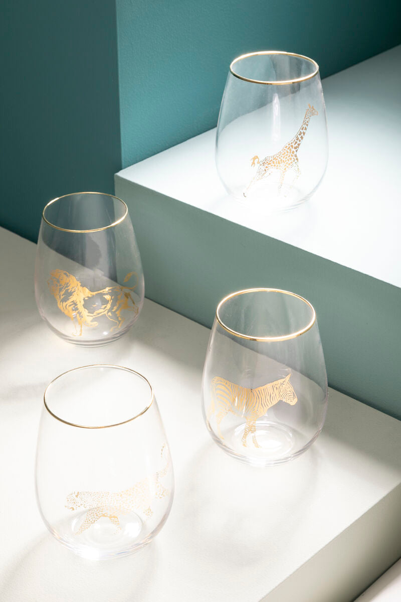 Orsina Nomi Gold Lion Curved Tumbler – Luxury Glass Cocktail Drinkware