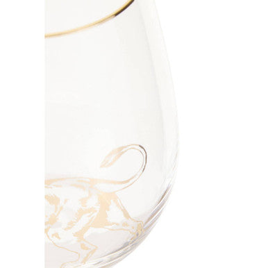 Orsina Nomi Gold Lion Curved Tumbler – Luxury Glass Cocktail Drinkware