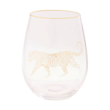 Orsina Nomi Gold Leopard Curved Tumbler | Luxury Glass Drinkware