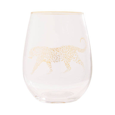 Orsina Nomi Gold Leopard Curved Tumbler | Luxury Glass Drinkware