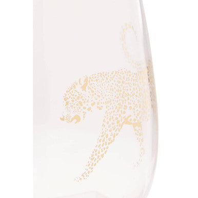 Orsina Nomi Gold Leopard Curved Tumbler | Luxury Glass Drinkware