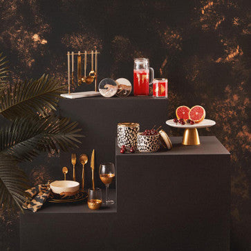 Orsina Nomi Zebra Tumbler – Clear Glass with Gold Trim & Pattern