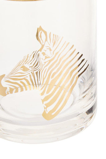 Orsina Nomi Zebra Tumbler – Clear Glass with Gold Trim & Pattern