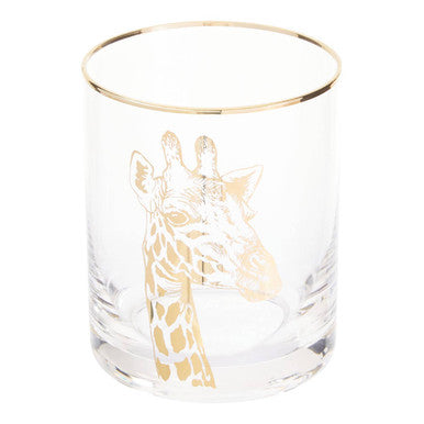 Orsina Nomi Giraffe Tumbler – Gold Rim Glassware with Animal Motif