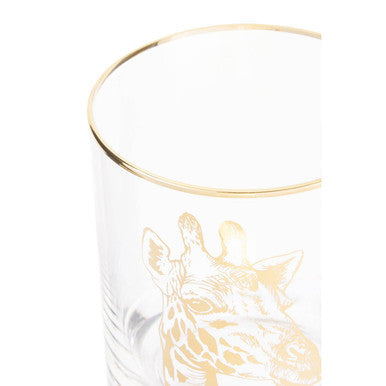 Orsina Nomi Giraffe Tumbler – Gold Rim Glassware with Animal Motif
