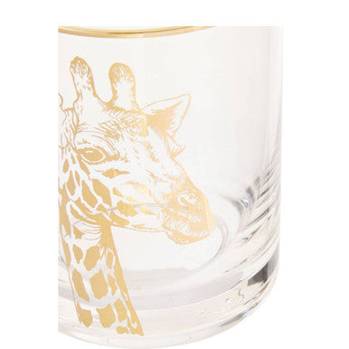 Orsina Nomi Giraffe Tumbler – Gold Rim Glassware with Animal Motif