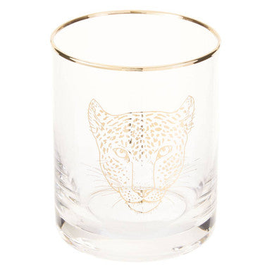 Orsina Nomi Leopard Tumbler – Gold Rim Animal Print Glassware