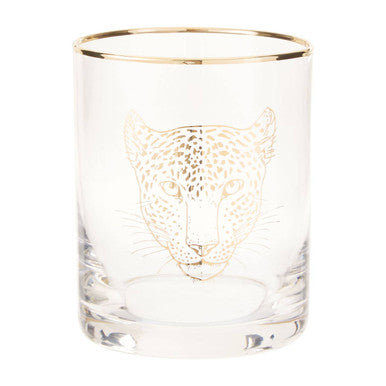 Orsina Nomi Leopard Tumbler – Gold Rim Animal Print Glassware