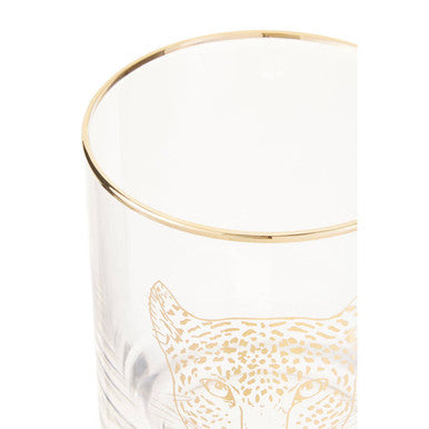 Orsina Nomi Leopard Tumbler – Gold Rim Animal Print Glassware