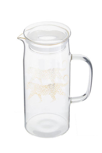 Orsina Nomi Leopard Glass Jug – Decorative Pitcher with Gold Motif