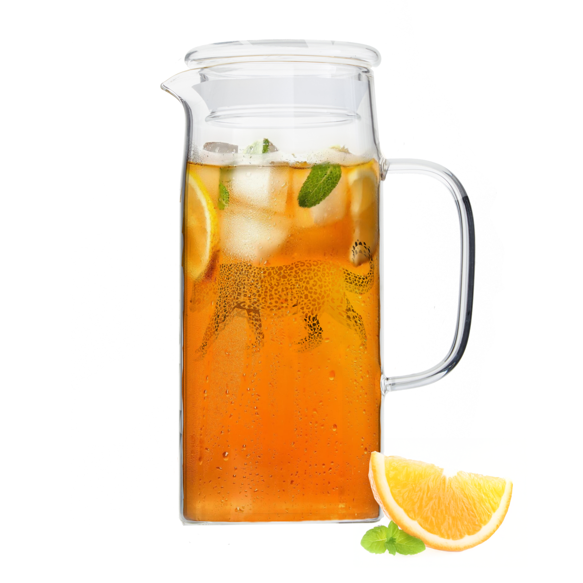 Orsina Nomi Leopard Glass Jug – Decorative Pitcher with Gold Motif