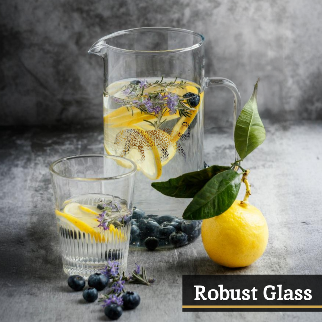 Orsina Nomi Leopard Glass Jug – Decorative Pitcher with Gold Motif