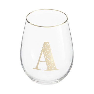 Orsina Claro Letter A Curved Tumbler – Gold Monogram Clear Glass