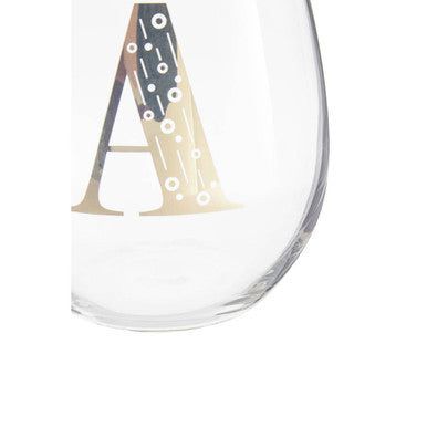 Orsina Claro Letter A Curved Tumbler – Gold Monogram Clear Glass