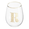 Orsina Claro Monogram Glass Tumbler – Gold Letter R Curved Glassware