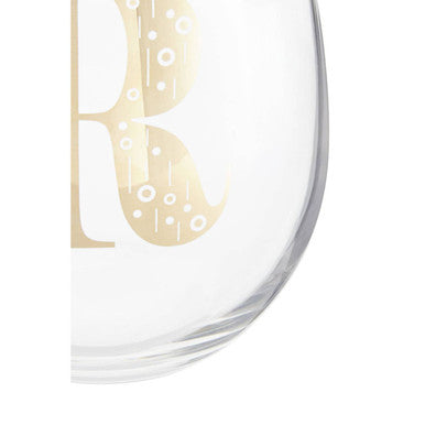 Orsina Claro Monogram Glass Tumbler – Gold Letter R Curved Glassware