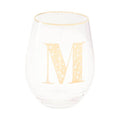 Orsina Claro Monogrammed Glass Tumbler – Gold Letter M Curved Design