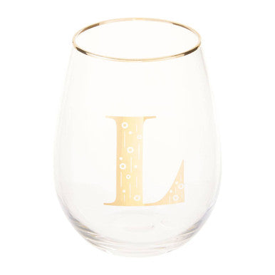 Orsina Claro Letter L Curved Tumbler – Clear Glass with Gold Detail