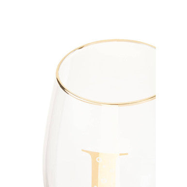 Orsina Claro Letter L Curved Tumbler – Clear Glass with Gold Detail