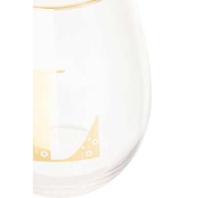 Orsina Claro Letter L Curved Tumbler – Clear Glass with Gold Detail