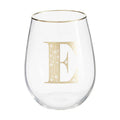 Orsina Claro Letter E Curved Tumbler – Monogrammed Clear Glass & Gold