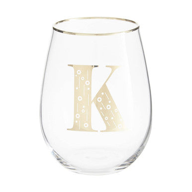 Orsina Claro Monogram Curved Tumbler – Gold Letter K Glassware