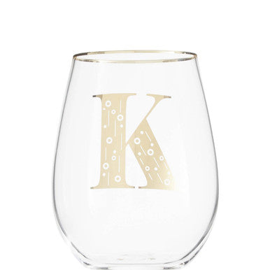 Orsina Claro Monogram Curved Tumbler – Gold Letter K Glassware
