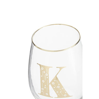Orsina Claro Monogram Curved Tumbler – Gold Letter K Glassware