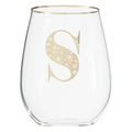 Orsina Claro Letter S Curved Tumbler – Gold Monogram Clear Glass