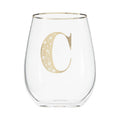 Orsina Claro Letter C Curved Glass Tumbler | Personalized Gold Initial