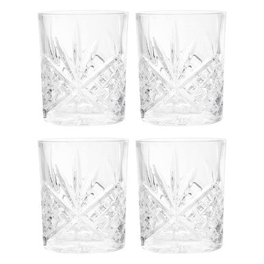 Orsina Beaufort Crystal Tumblers – Set of 4 Embossed 315ml Glasses